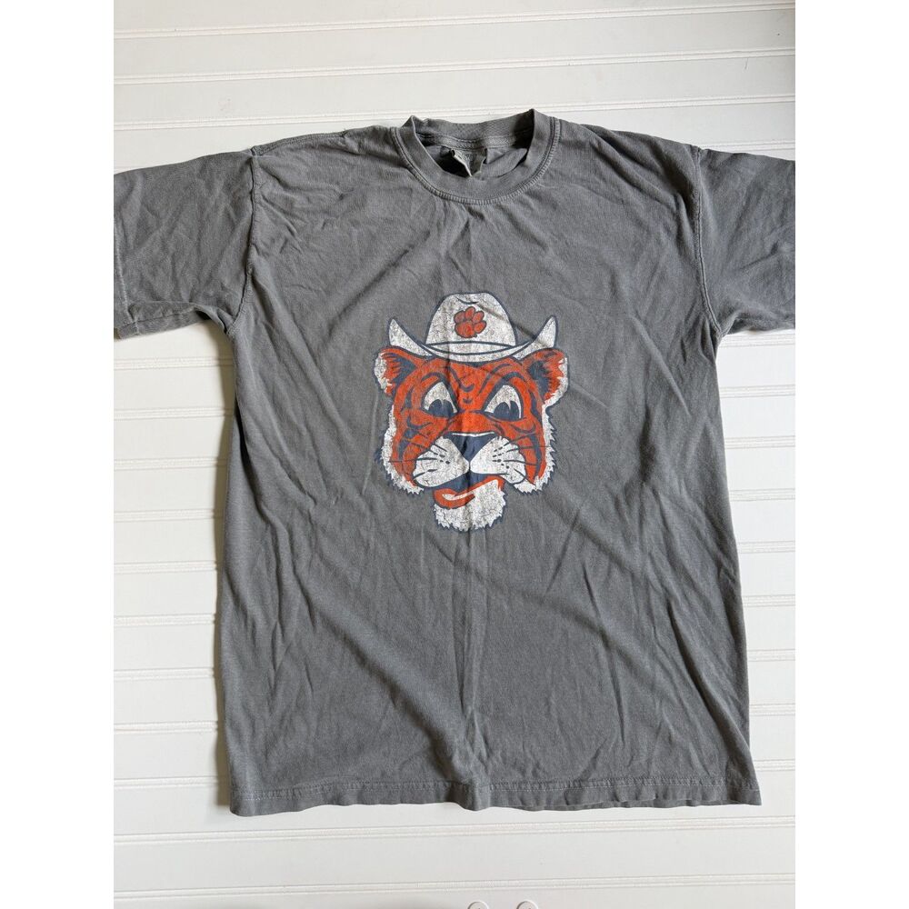 Comfort Colors Auburn Tigers Mascot Graphic T-Shirt Gray Size Medium